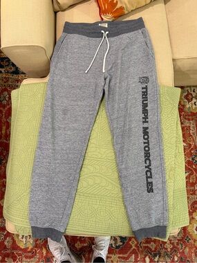 Lucky Brand Gray Triumph Motorcycles Sweatpants